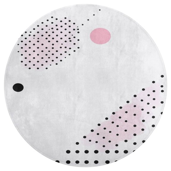 Pink Black Dots Abstract Round Carpet Circle Rug Outdoor Patio Area Rug Washable Large Area Rugs Hallway Room Decor Fitness Mats