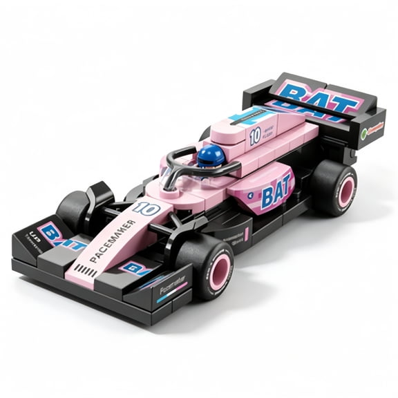 Pink Black F1 Race Car Building Block Set 71 Pieces Formula 1 Pull Back Vehicle Interlocking Construction Bricks Model Kit