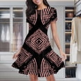 thumbnail image 1 of Pink Black Geometric Pattern Design Women's Classic Swing Skater Dress Casual Work Party Cocktail Dresses, 1 of 6