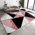 thumbnail image 1 of Pink Black Geometric Triangle Area Rug, Modern Stylish Non Slip Carpet, Low Pile Easy Machine Washable Rug For Woman Bedside Living Room Bedroom Kitchen Dining Room Floor Mat 5x7ft, 1 of 6