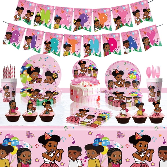 Pink Black Girl Gracies Party Tablecloth Corner Theme Birthday Party Decoration Girls Favor Gracies Corner Party Supplies