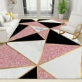 thumbnail image 1 of Pink Black Gold Geometric Marble Area Rug Printed Modern Large Rugs Indoor Non Slip Machine Washable Breathable Durable Carpet Front Entrance Floor Decor 5x6 Non-slip Soft Living, 1 of 5