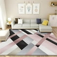 thumbnail image 1 of Pink Black Grey Patchwork Pattern Living Room Area Rugs, Nordic Light Luxury Geometric Bedroom Rug, Home Decor Floor Carpet Mat For Front Entrance Floor Decor 5 x 7ft, 1 of 6
