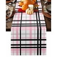 thumbnail image 1 of Pink Black Grey Plaid Table Runner-Cotton Linen- 70 Inch Holiday Dresser Scarves, Simple Check Stripes Lines Country Tablerunner for Kitchen Coffee/Dining Bedroom Living Room Dinner Scarf Décor 13x70, 1 of 7