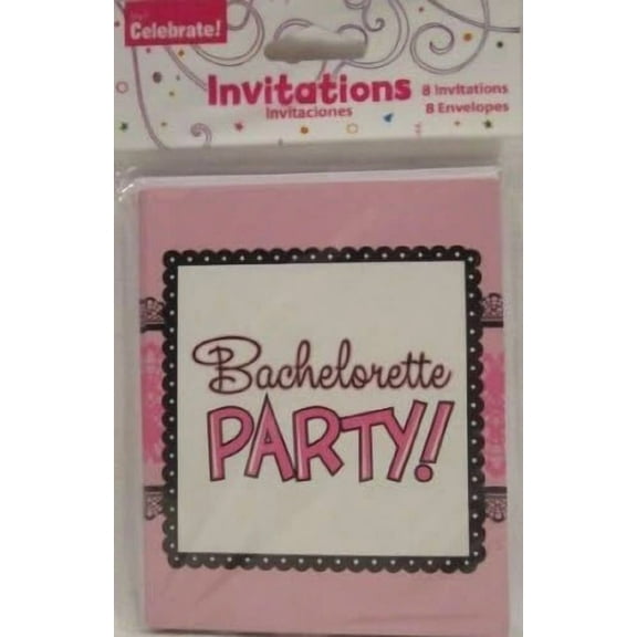 Pink & Black Lace Bachelorette Ladies Night Out Party Invitations W/Envelopes