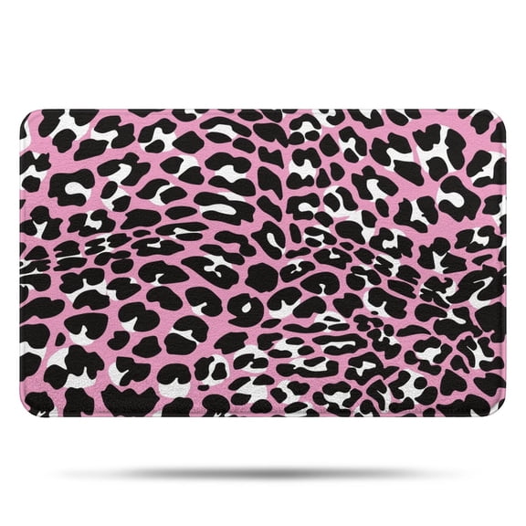 Pink and Black Of Leopard Print Bathroom Rugs Mat,Non Slip Microfiber Bathroom Rug,Rubber Backing,Soft Bathroom Mats for Bathroom Floor,Tub and Shower,17x27in(43x68cm)