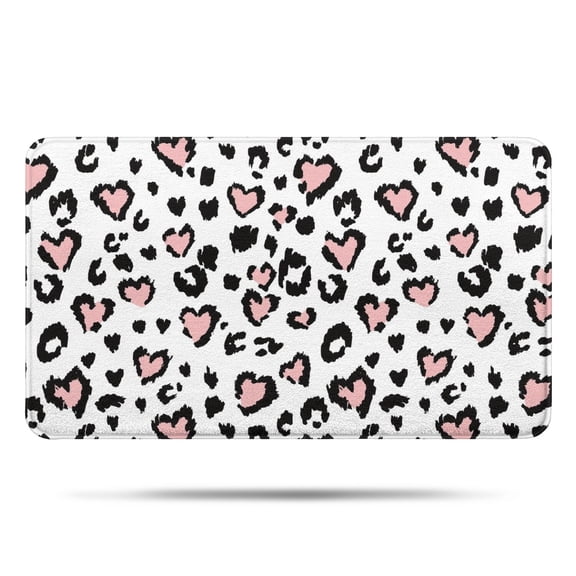 Pink and Black Of Leopard Print Bathroom Rugs Mat,Non Slip Microfiber Bathroom Rug,Rubber Backing,Soft Bathroom Mats for Bathroom Floor,Tub and Shower,17x30in(43x75cm)