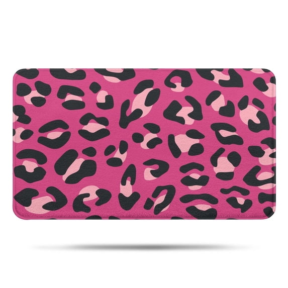 Pink and Black Of Leopard Print Bathroom Rugs Mat,Non Slip Microfiber Bathroom Rug,Rubber Backing,Soft Bathroom Mats for Bathroom Floor,Tub and Shower,17x30in(43x75cm)