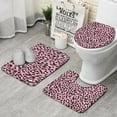 thumbnail image 1 of Pink and Black Of Leopard Print Bathroom Rugs Sets 3 Piece,Toilet Cover Set,Absorbent Non Slip Bathroom Mats Sets with U-Shaped Contour Rug Toilet Rug Set, 1 of 5