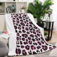 thumbnail image 1 of Pink and Black Of Leopard Print Blanket,Comfortable Soft Lamb Wool Throw Blanket,All Season,Warm Lightweight Blankets for Sofa Bed Couch Living Room Chair,60"x80", 1 of 4
