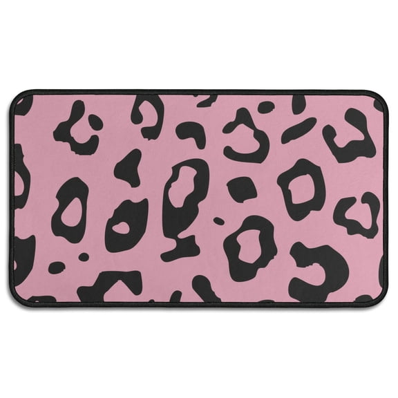 Pink and Black Of Leopard Print Door Rugs,Washable Non Slip Door Mats Indoor,Decorative Door Mats,Entry Mat Indoor for Entrance,Bedroom,Kitchen,Bathroom,30"x17"