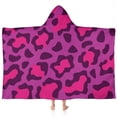 thumbnail image 1 of Pink and Black Of Leopard Print Hooded Bath Towel，60"x35" for Ages 3 To 12 Kids, Quick Dry Lightweight Soft Microfiber Hood Beach Towel Cover Up for Kids, 1 of 7