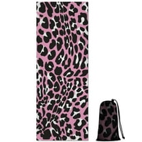 Pink and Black Of Leopard Print Hot Yoga Mat Towel Non Slip for Hot Yoga - Quick-Drying Yoga Mat Cover with 4 Corner Pockets with Travel Bag - Hot Yoga Towel Non Slip 70"x26"