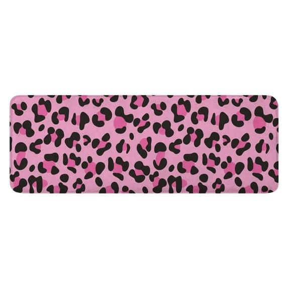 Pink and Black Of Leopard Print Kitchen Rug Mat,Kitchen Runner Rugs Non Skid Washable,Decorative Kitchen Floor Mats for Kitchen,Sink,Laundry,17"x47.2"
