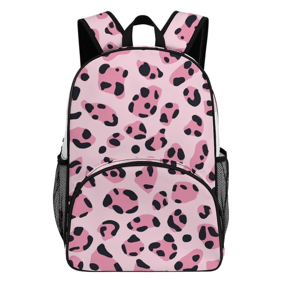 Pink Black Leopard Print Pattern Teenage Backpack Middle Students Bookbag Outdoor Daypack