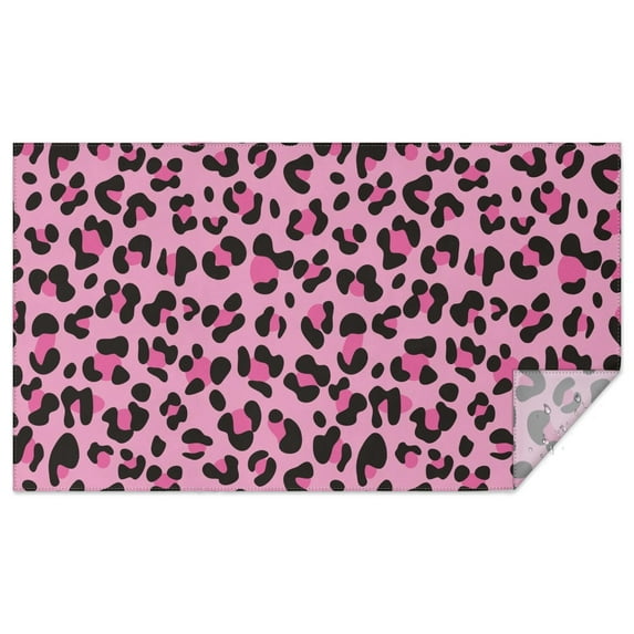 Pink and Black Of Leopard Print Rectangle Tablecloth 60"x102",Waterproof Polyester Rectangle Table Cloth, Wipeable Spillproof Polyester Tablecloth for Dining, Camping, Indoor and Outdoor
