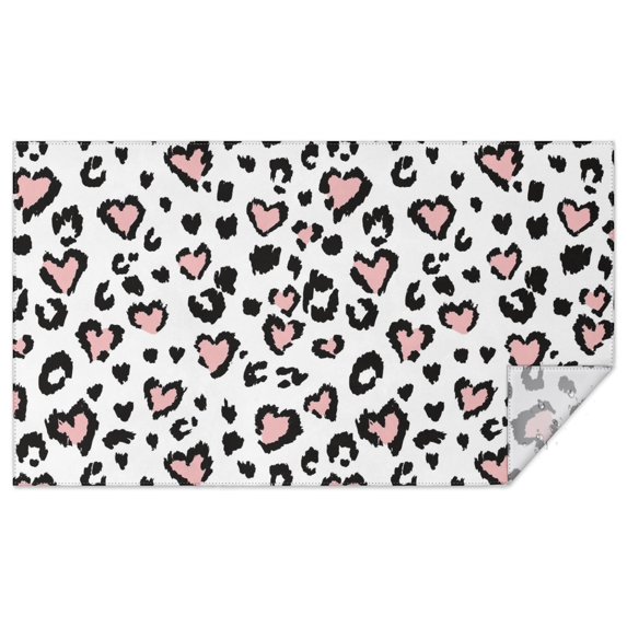 Pink and Black Of Leopard Print Rectangle Tablecloth 60"x102",Waterproof Polyester Rectangle Table Cloth, Wipeable Spillproof Polyester Tablecloth for Dining, Camping, Indoor and Outdoor