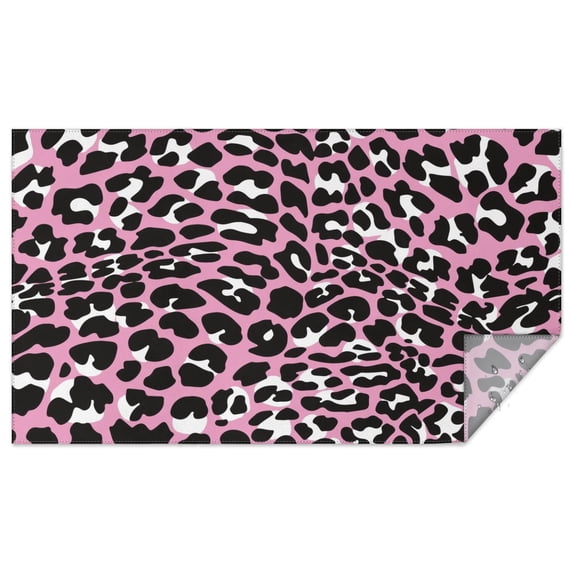Pink and Black Of Leopard Print Rectangle Tablecloth 60"x102",Waterproof Polyester Rectangle Table Cloth, Wipeable Spillproof Polyester Tablecloth for Dining, Camping, Indoor and Outdoor