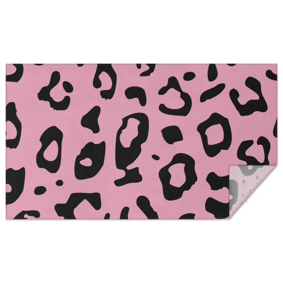 Pink and Black Of Leopard Print Rectangle Tablecloth 60"x102",Waterproof Polyester Rectangle Table Cloth, Wipeable Spillproof Polyester Tablecloth for Dining, Camping, Indoor and Outdoor
