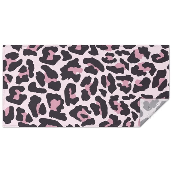 Pink and Black Of Leopard Print Rectangle Tablecloth 60"x120",Waterproof Polyester Rectangle Table Cloth, Wipeable Spillproof Polyester Tablecloth for Dining, Camping, Indoor and Outdoor