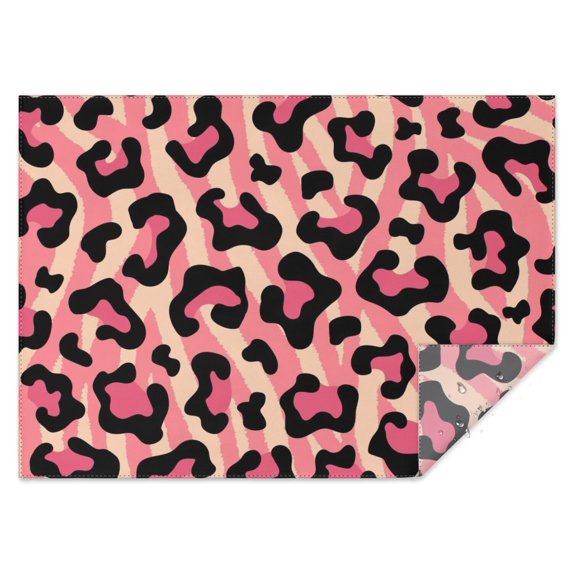 Pink and Black Of Leopard Print Rectangle Tablecloth 60"x84",Waterproof Polyester Rectangle Table Cloth, Wipeable Spillproof Polyester Tablecloth for Dining, Camping, Indoor and Outdoor