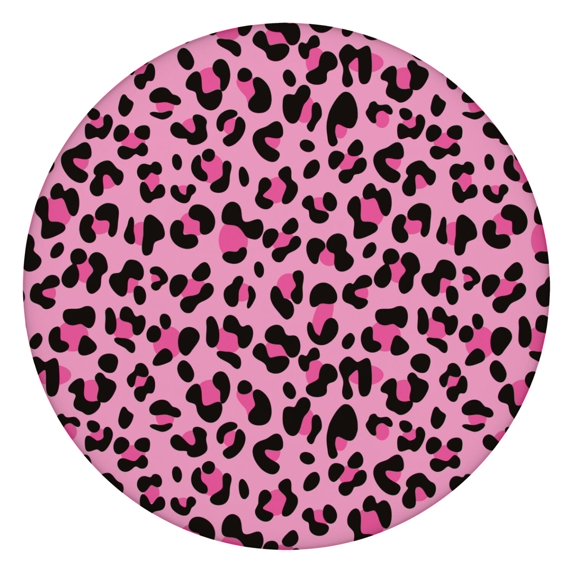 Pink and Black Of Leopard Print Round Fitted Tablecloth with Elastic Edge,Dining Table Cover Waterproof,Outdoor Round Tablecloth for Camping,Dining,Indoor and Outdoor