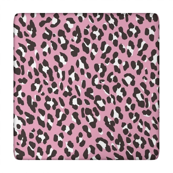Pink and Black Of Leopard Print Square Fitted Tablecloth with Elastic Edge,Square Table Cover,Washable Elastic Table Cover for Home Kitchen Party Decor 34"x34"