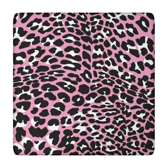 Pink and Black Of Leopard Print Square Fitted Tablecloth with Elastic Edge,Square Table Cover,Washable Elastic Table Cover for Home Kitchen Party Decor 34"x34"