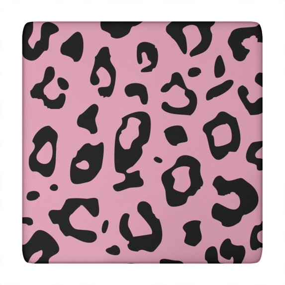 Pink and Black Of Leopard Print Square Fitted Tablecloth with Elastic Edge,Square Table Cover,Washable Elastic Table Cover for Home Kitchen Party Decor 34"x34"