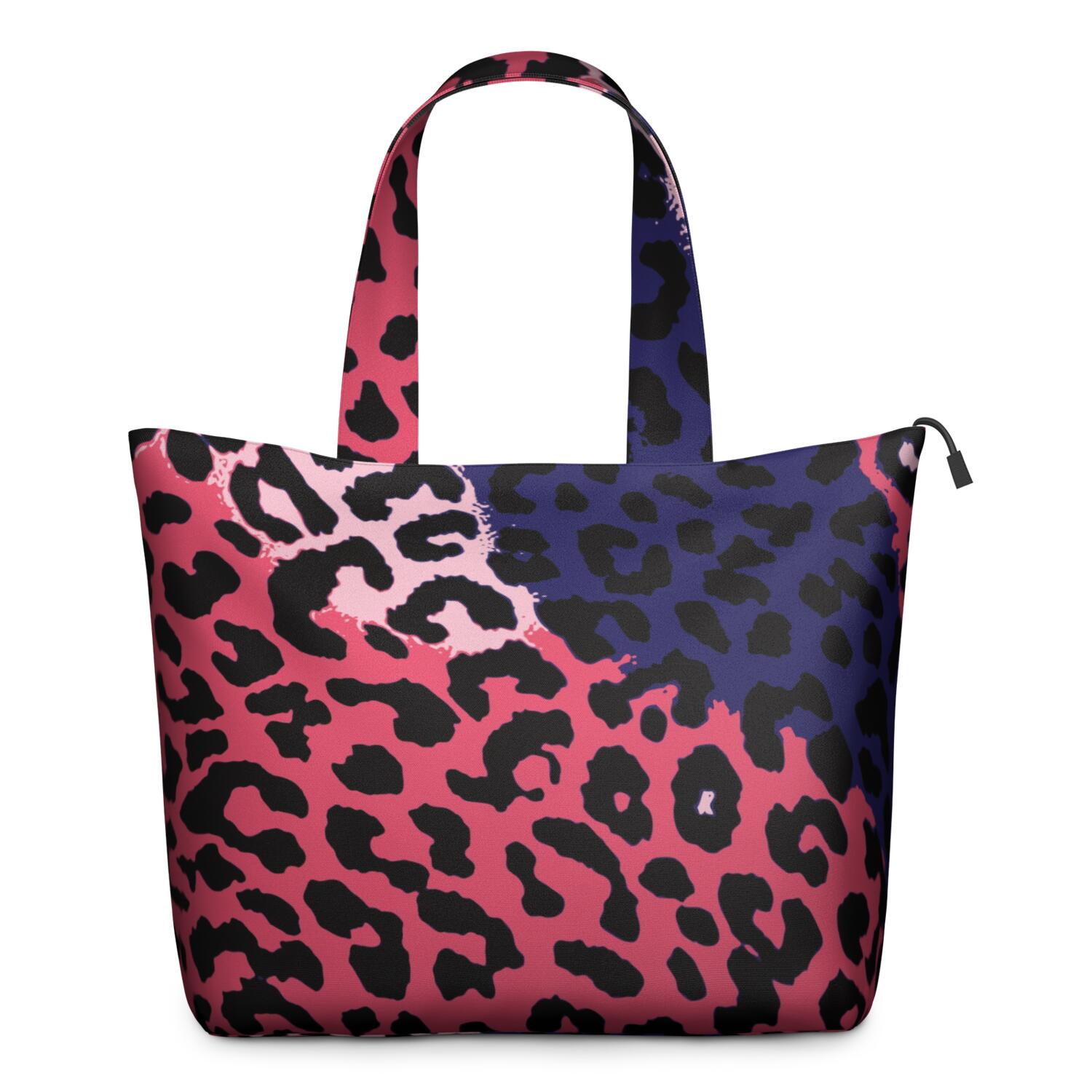 Pink and Black Of Leopard Print Travel Tote Bags for Women Carry On,Large Weekender Bags for Women Travel,Multi Functional Duffle Bag for Work,Shopping,Sports