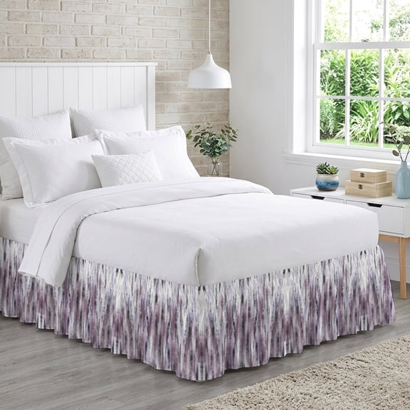 Pink Black Nostalgia Pencil Touches Bed Skirt California King Size 16 Inch Drop, Gradient Lines Overlay Adjustable Elastic Dust Ruffles Bedskirt Wrap Around Pleated Mattress Frame Cover