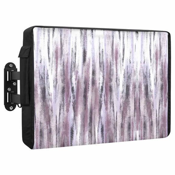 Pink Black Nostalgia Pencil Touches Outdoor TV Cover 80 to 85 Inch Gradient Lines Overlay Weatherproof and Waterproof TV Cover Heavy Duty Outside Flat TV Screen Protector with Remote Control Pocket