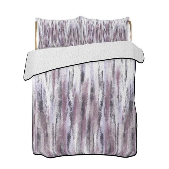 Pink Black Nostalgia Pencil Touches Quilts Bedding Set California King Gradient Lines Overlay Lightweight Quilted Bedspread 3 Piece Bed Quilt with 2 Pillow Shams All Season for Bedroom 96" x 106"