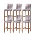 thumbnail image 1 of Pink Black Plaid Bar Stool Covers Set of 6, Farmhouse Pink Black Checkered Stretch Washable Bar Chair Covers with Backs, Removable Pub Counter Height Chair Cover for Kitchen Dining Room Cafe, 1 of 7