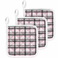 thumbnail image 1 of Pink Black Plaid Pot Holders for Kitchen Heatproof Potholder, 3 Pack Farmhouse Pink Black Checkered Hot Pads Multipurpose Oven Pads Cloth Potholders Trivet for Cooking Baking, 1 of 8