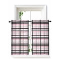 thumbnail image 1 of Pink Black Plaid Tier Curtains 45 Inch Length,Sheer Curtains for Bedroom Living Room Window Farmhouse Pink Black Checkered Rod Pocket Drapes Kitchen Curtains Small Half Window 27.5"x45" 2 Panels, 1 of 6