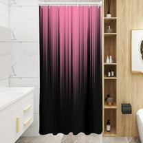 Pink and Black Shower Curtain Ombre Girls Cute Preppy Stall Small Single Walk in Half Size Dorm Standing Narrow Stand Up RV Home Bathroom Decor Bathtub Set with 7 Hooks, 36x72, Modern