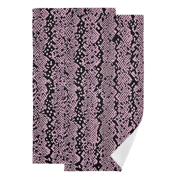 Pink Black Snake Skin Vertical Stripes Hand Towel Absorbent Bath Towels for Bathroom Sports Gym 28" x 14" Set of 2