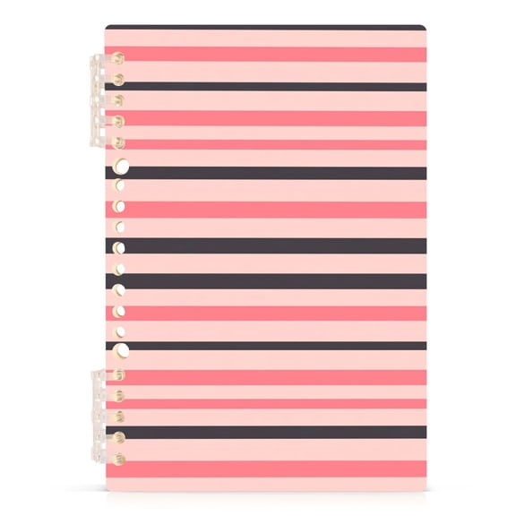 Pink Black Striped Notebooks 1-subject Journal 60 Sheets A5 College Ruled Paper Detachable Ring 8.3"x5.7"