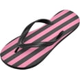 thumbnail image 1 of Pink Black Stripes Flip Flop Casual Non-slip Thong Sandals for Women Men Beach Summer Slippers, XS Indoor Outdoor, 1 of 7