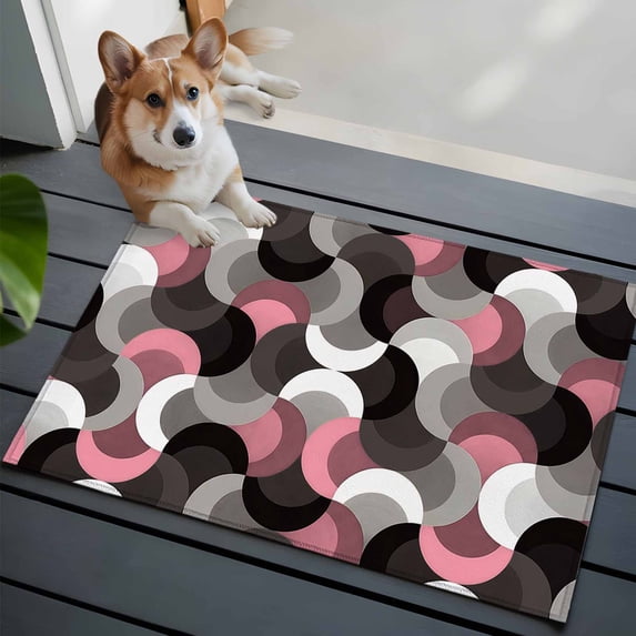 Pink Black Wavy Front Door Rugs 2x3 ft Medieval Abstract White Grey Pink Black Texture Small Rug for Entryway Non Slip Washable Bathroom Door Mat Absorbent Floor Mat for Indoor Entrance