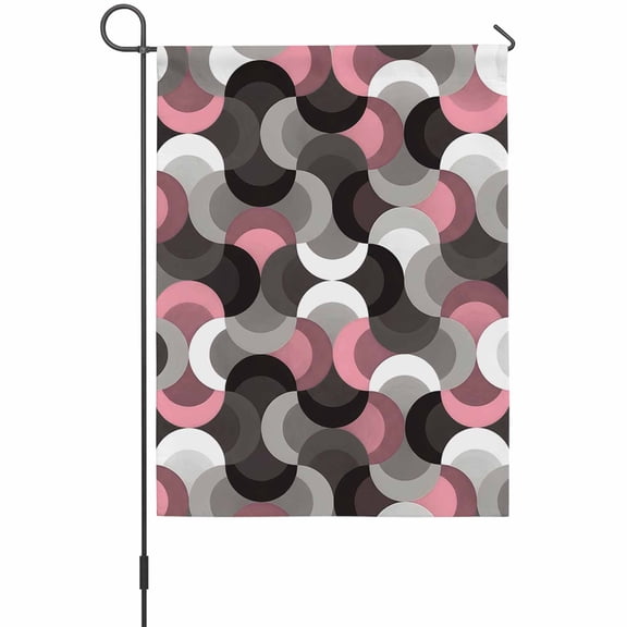 Pink Black Wavy Garden Flag 12 x 18 Inches, Medieval Abstract White Grey Pink Black Texture Weather Proof Outdoor Patio Flags Double Sided Small Garden Decoration for Yard Outside Home