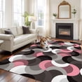 thumbnail image 1 of Pink Black Wavy Large Area Rugs 8x10 ft Medieval Abstract White Grey Pink Black Texture Washable Rug Non Slip Indoor Carpet Absorbent Floor Mat for Living Room Bedroom Dining Room, 1 of 9