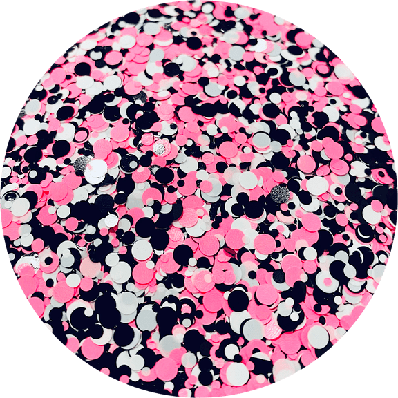 Pink Black White Dots Polyester Glitter | Craft Glitter | Glitter for Arts & Crafts | Tumblers | Cosmetics | Nails | Epoxy Resin Art | Slime | DIY | Body Glitter | 3.5 oz Bottle