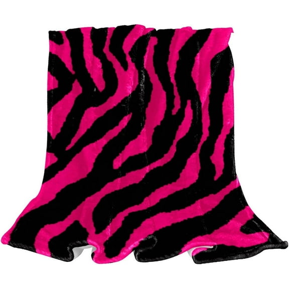 Pink Black Zebra Print Flannel Blanket Ultra-Soft Cozy Plush Blanket Throw Blankets Couch Chair Living Room Air Conditioning Cool Blankets 50"x60"