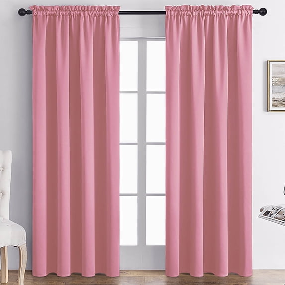 Pink Blackout Curtain Blinds - Solid Thermal Insulated Window Treatment Blackout Drapes/Draperies for Bedroom (42 inches Wide by 63 inches Long, Pink)