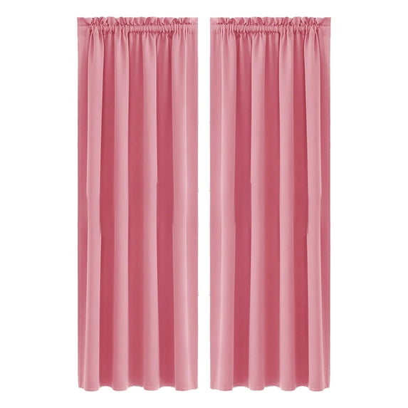 Pink Blackout Curtain Thermal Insulated Energy Saving Scandinavian Solid Color Silk Fabric for Bedroom Kitchen 42x84 Inches