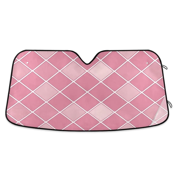 Pink Block Car Windshield Sun Shade Foldable Car Front Window Visor Heat and UV Protection 53x23.5