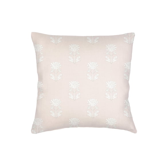 Pink Block Print Linen Pillow 20x20 Down Alternative