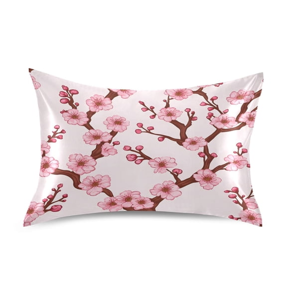 Pink Blossom Branches Luxury Silky Soft Pillowcase Standard Size Wrinkle Resistant Envelope Closure 20x26in